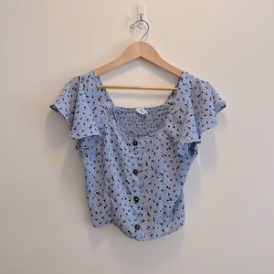 Blue Floral Crop Top